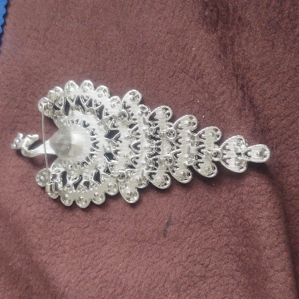 Elegant Blue and Silver Peacock Pendant - Picture 2 of 2